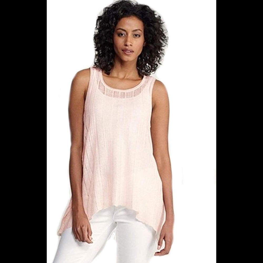 Eileen Fisher linen/silk pale pink variegated tank
